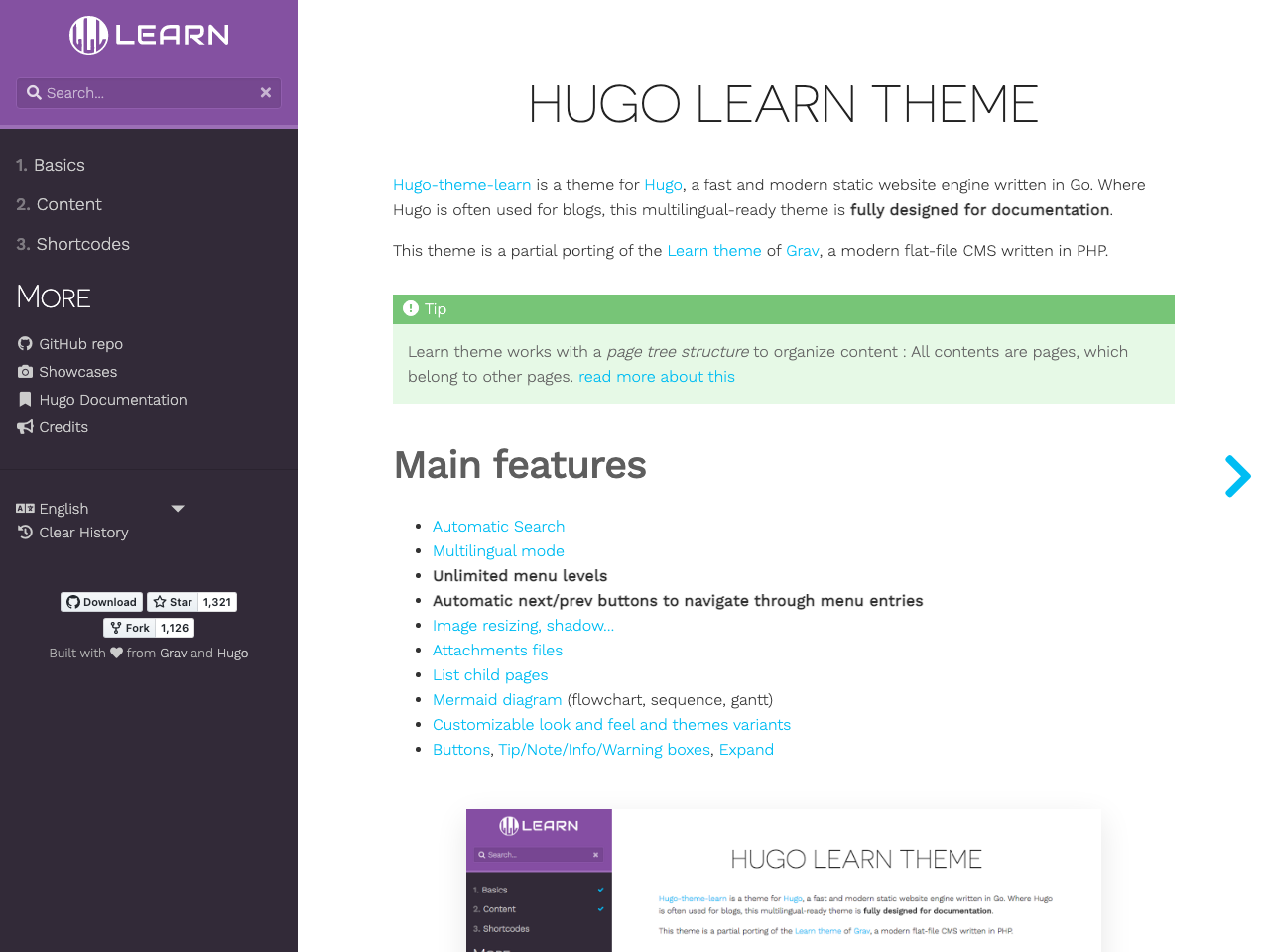 Hugo Learn Theme screenshot