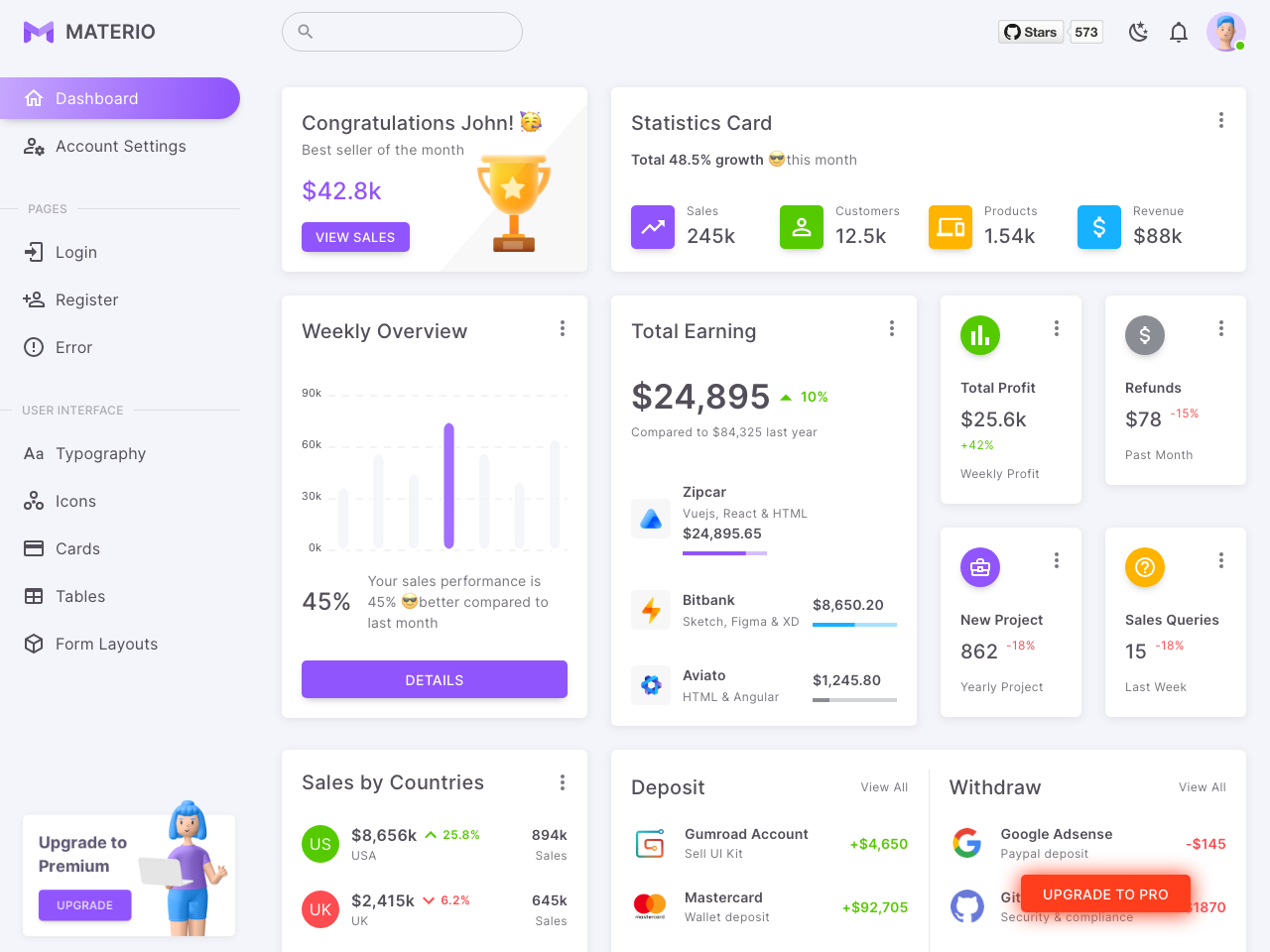 Materio React NextJS Admin Template screenshot